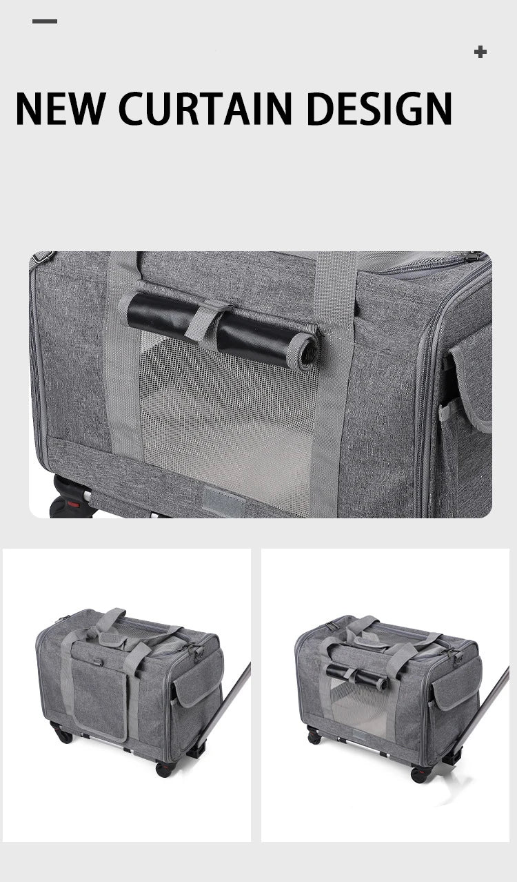 Rolling Pet Carrier – Airline Approved Travel Bag with Wheels for Dogs & Cats