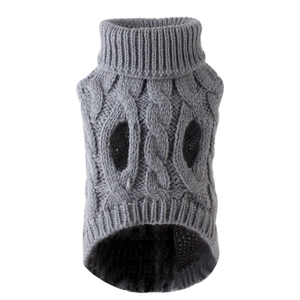 Shortened Title  Knitted Dog Sweater – Autumn/Winter Solid Twist Pattern Warm Pet Clothing