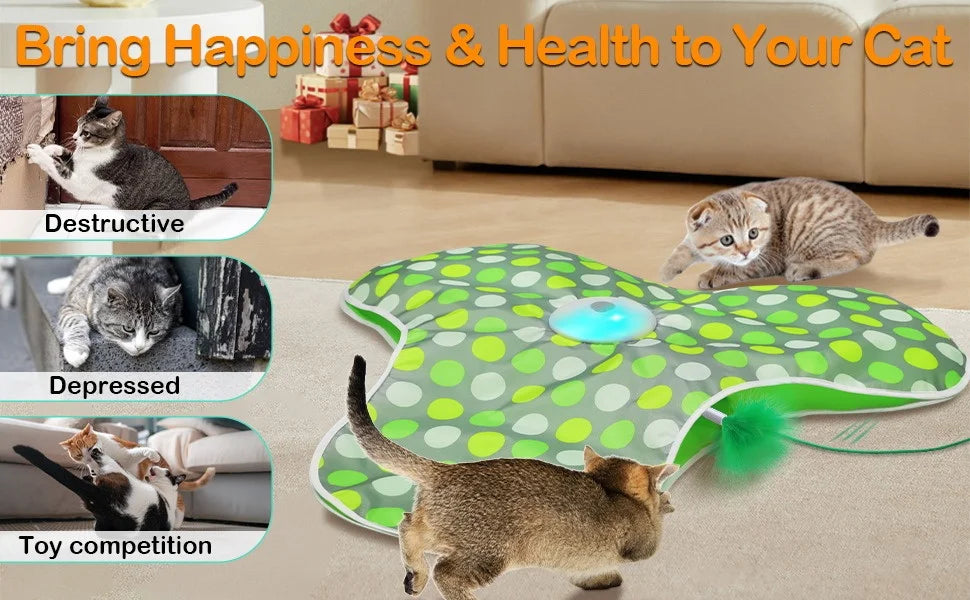 Smart Interactive Hide-and-Seek Cat Toy – Motion-Activated Squeaky Mouse & Feather Teaser for Indoor Cats