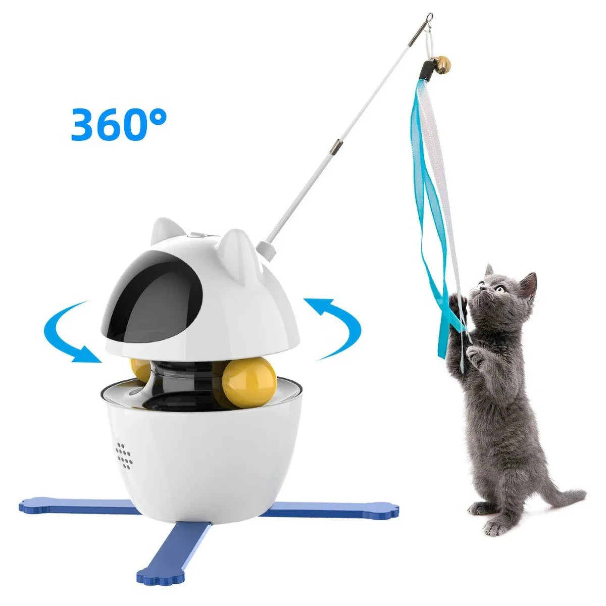 Interactive Cat Laser Toy – Rechargeable with Feathers & Adjustable Angle