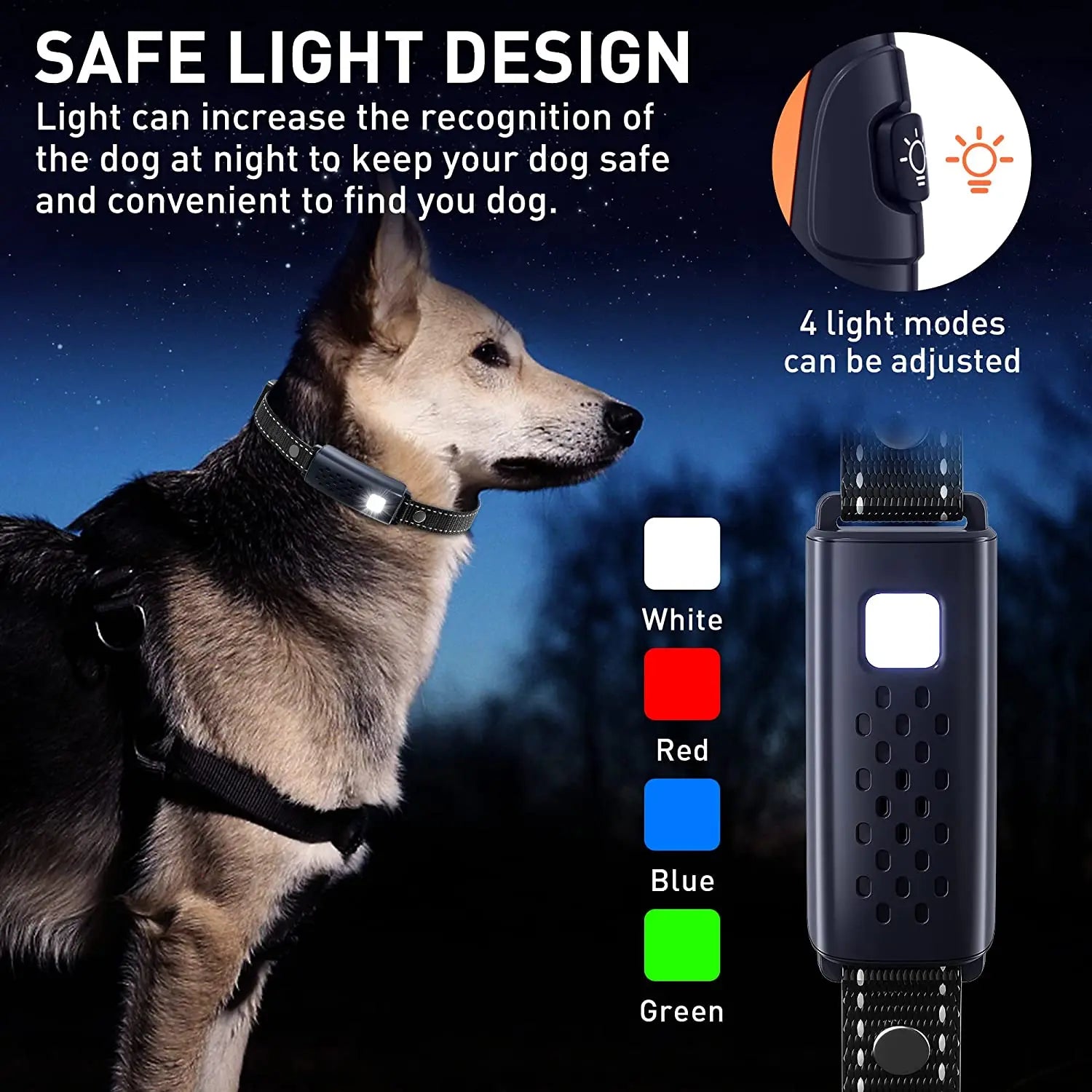 3280FT Dog Training Collar – Long Range Rechargeable Shock Collar with Beep, Vibration, Shock & Flashlight
