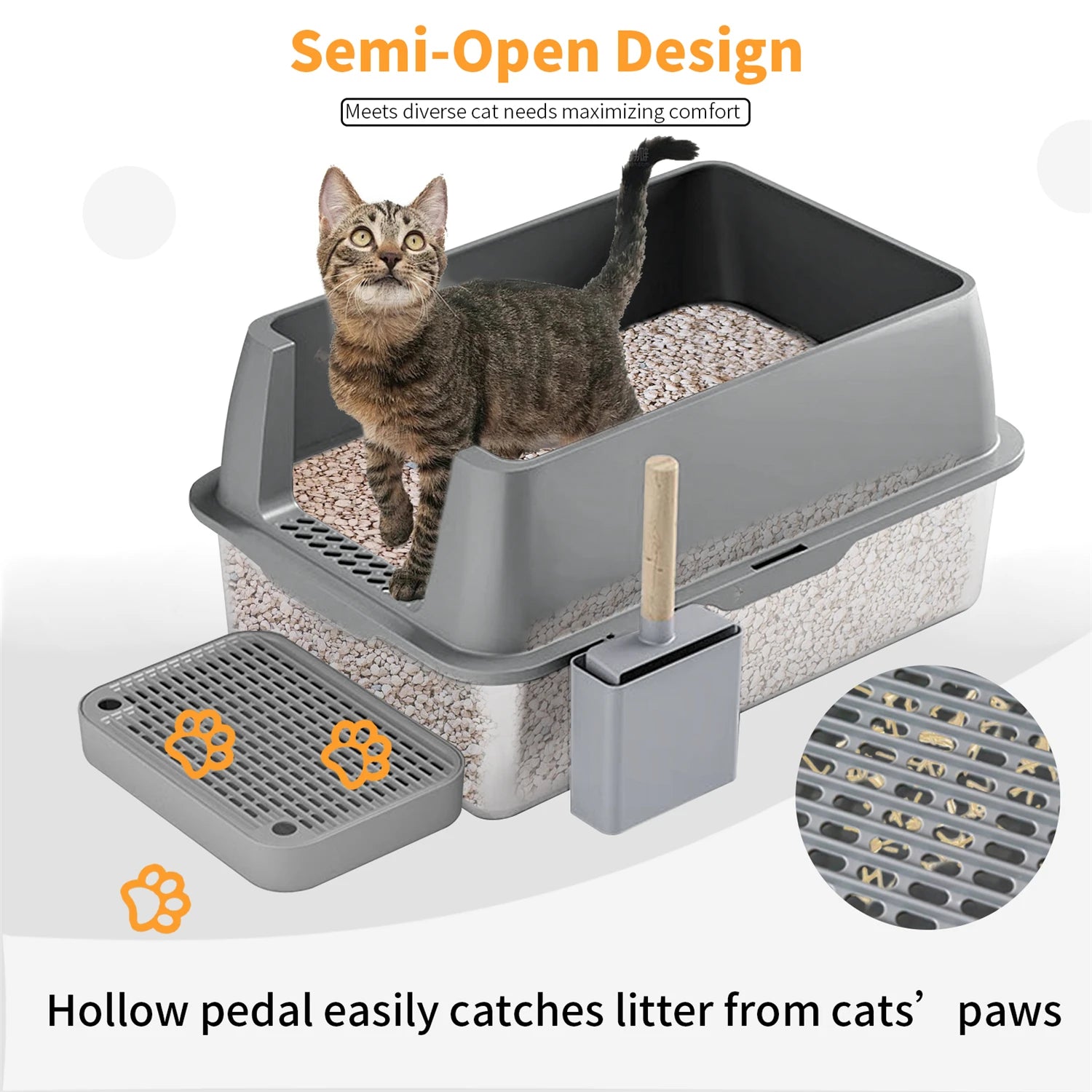 Enclosed Stainless Steel Cat Litter Box with Lid – Extra Large Metal Litter Pan Tray with High Walls for Big Cats