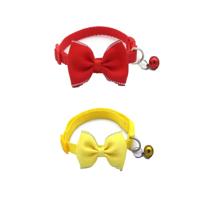 Cute Cat Collar with Bow & Bell – Adjustable Pet Collar Set (1–8 PCS, Multicolor)