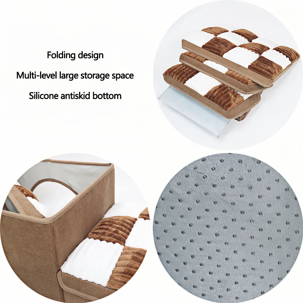 3-Step Folding Dog Stairs with Storage & Condo Bed – Handcrafted Design for High Beds & Sofas