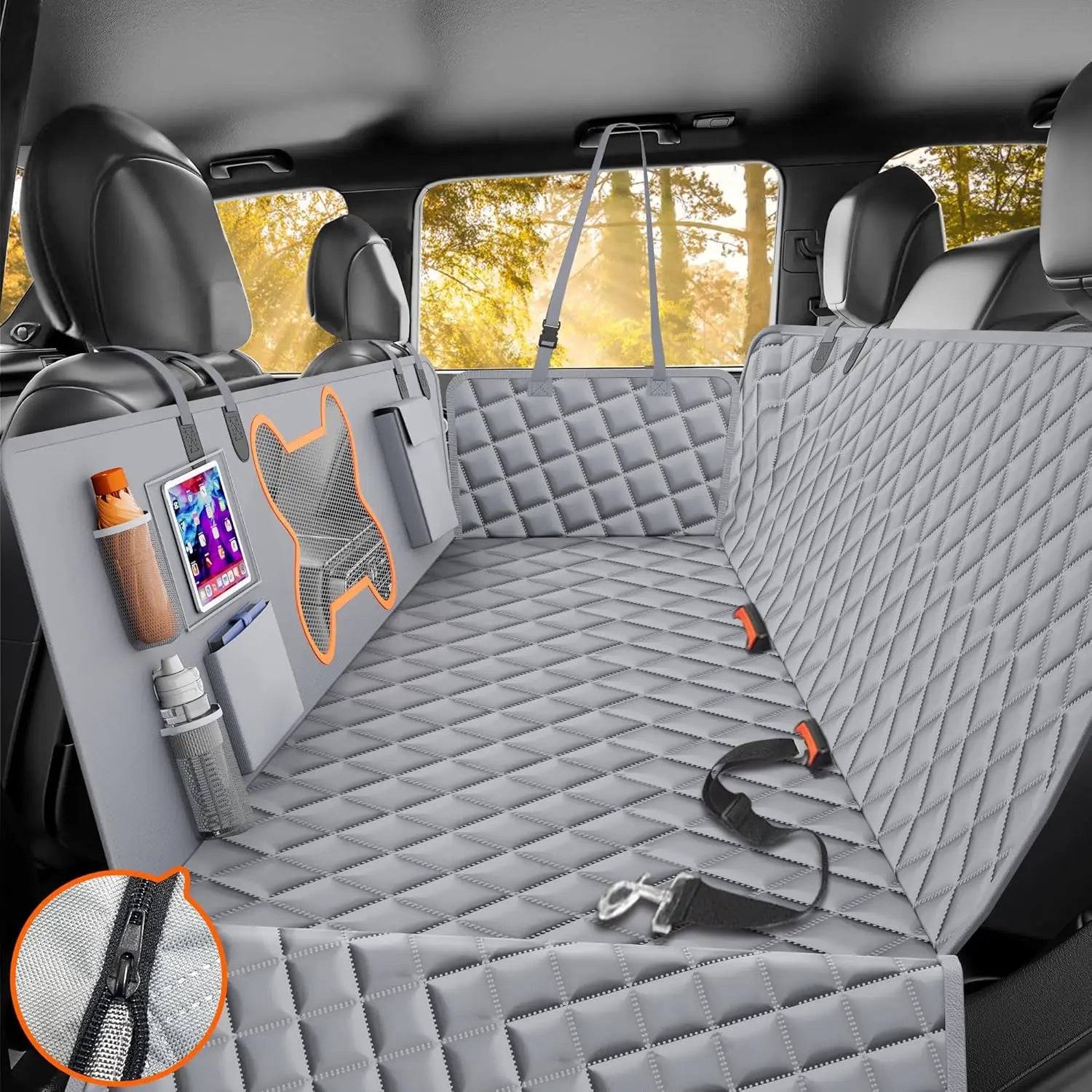 Dog Seat Cover for Car Back Seat – Zipper Design with Mesh Window | Waterproof Pet Seat Protector for Cars, SUVs & Trucks