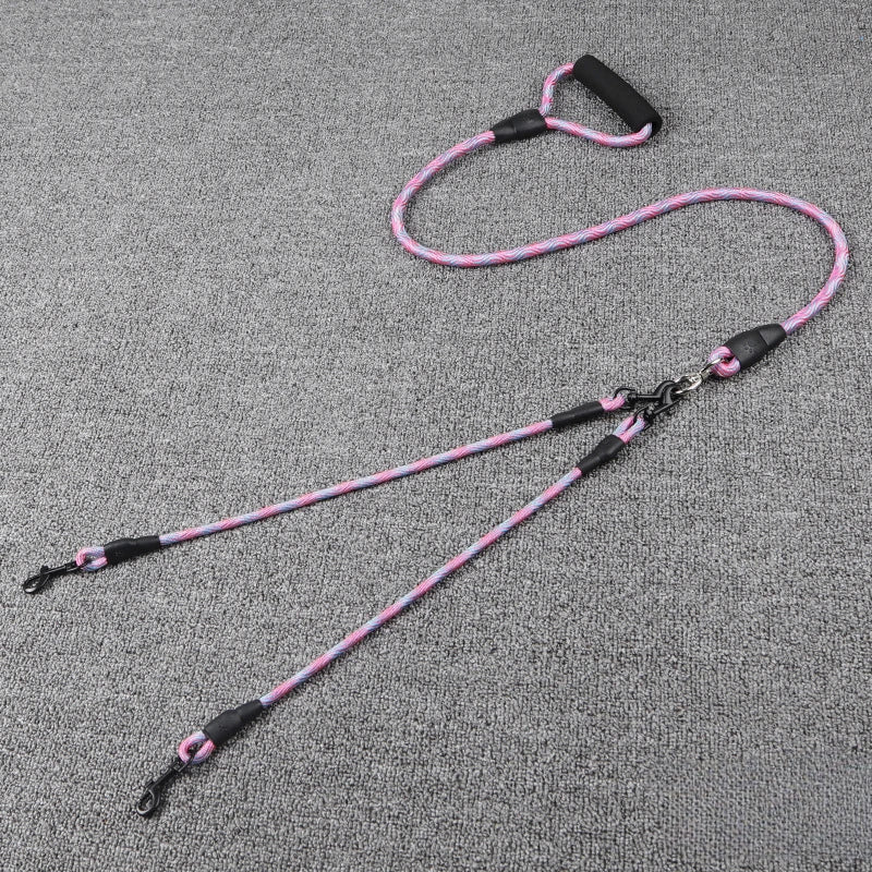 Double Dog Leash – Wave Pattern Anti-Winding Removable Rope