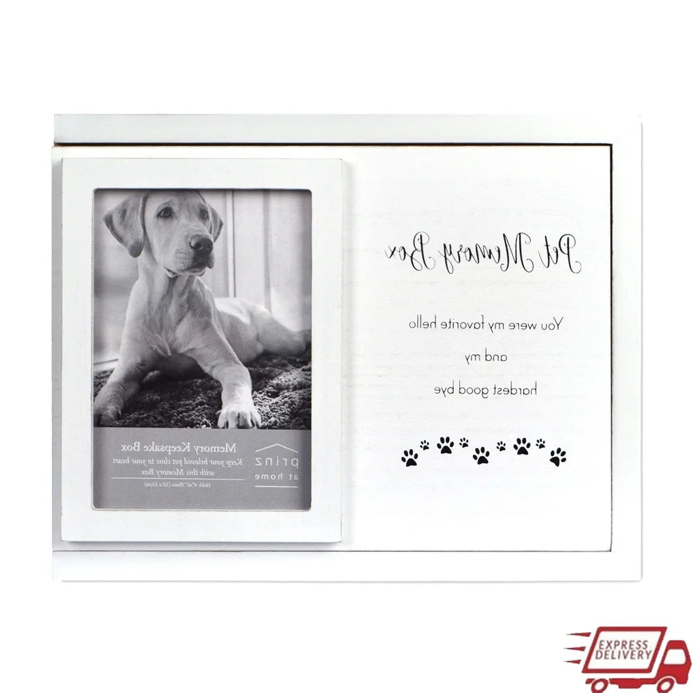 Pet Memorial Keepsake Box – Dog & Cat Memory Storage with Sliding Lid & Photo Display, Remembrance Gift