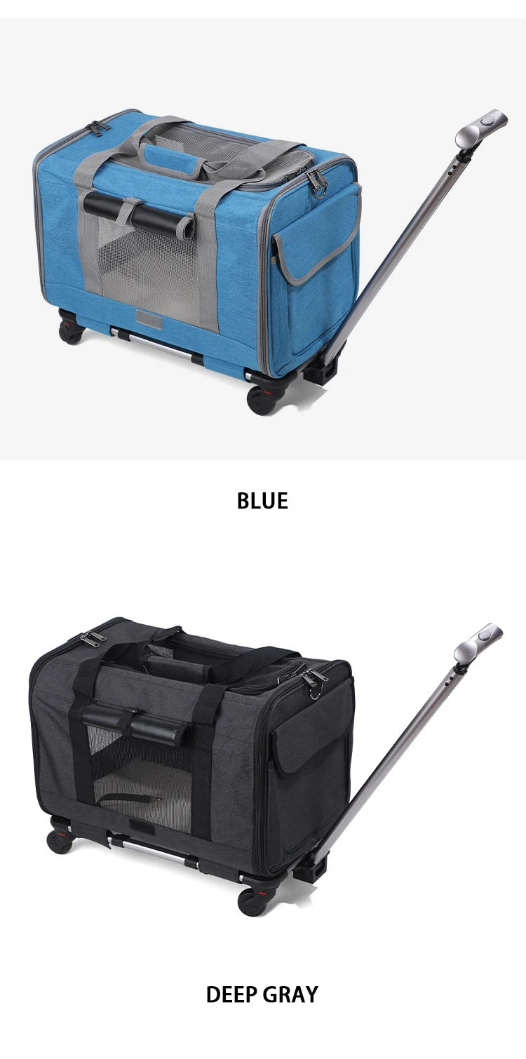 Rolling Pet Carrier – Airline Approved Travel Bag with Wheels for Dogs & Cats
