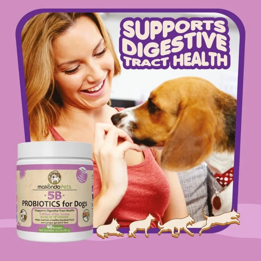 Probiotics for Dogs & Puppies – Extra Strength Formula with 9 Species & 5 Billion CFU per Scoop | Digestive Enzymes for Gut, Immune & Allergy Support