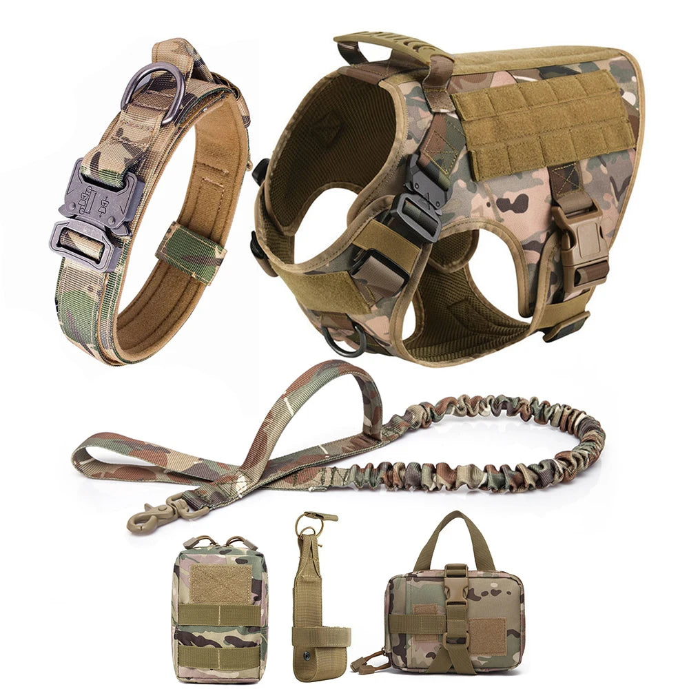Tactical Dog Harness Set – Collar, Leash & Vest for Large and Small Dogs