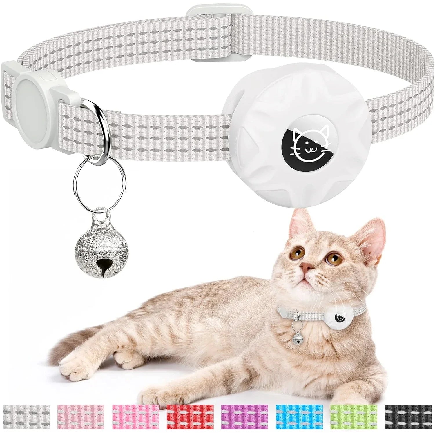 Apple AirTag Cat Collar – Adjustable Reflective GPS Kitten Collar with AirTag Holder & Bell for Boy & Girl Cats