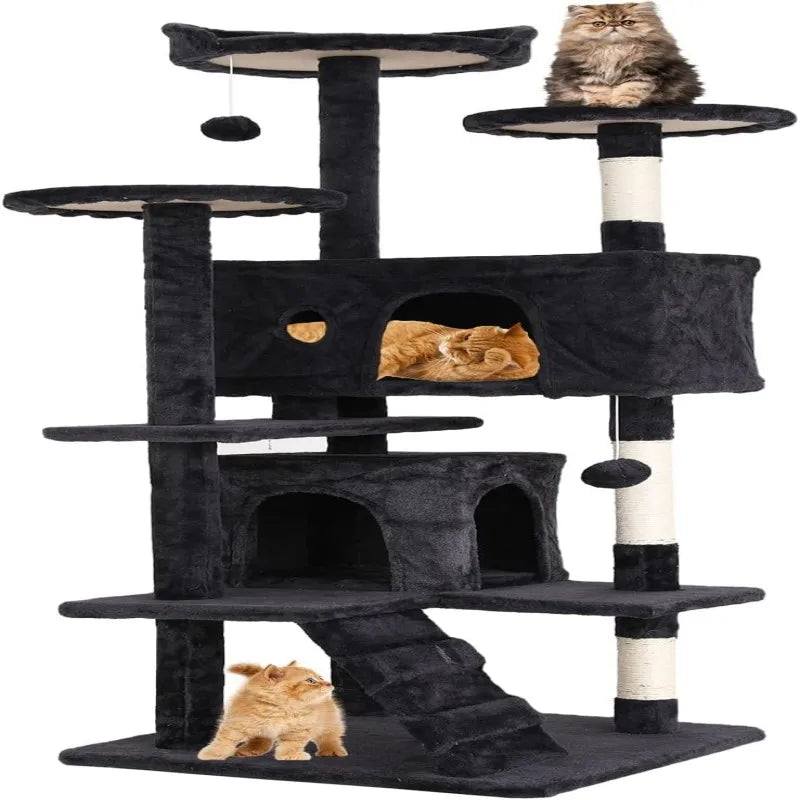 54" Cat Tree – Multi-Level Climbing Tower with Scratching Posts, Cat Condo, and Perch for Indoor Cats and Kittens