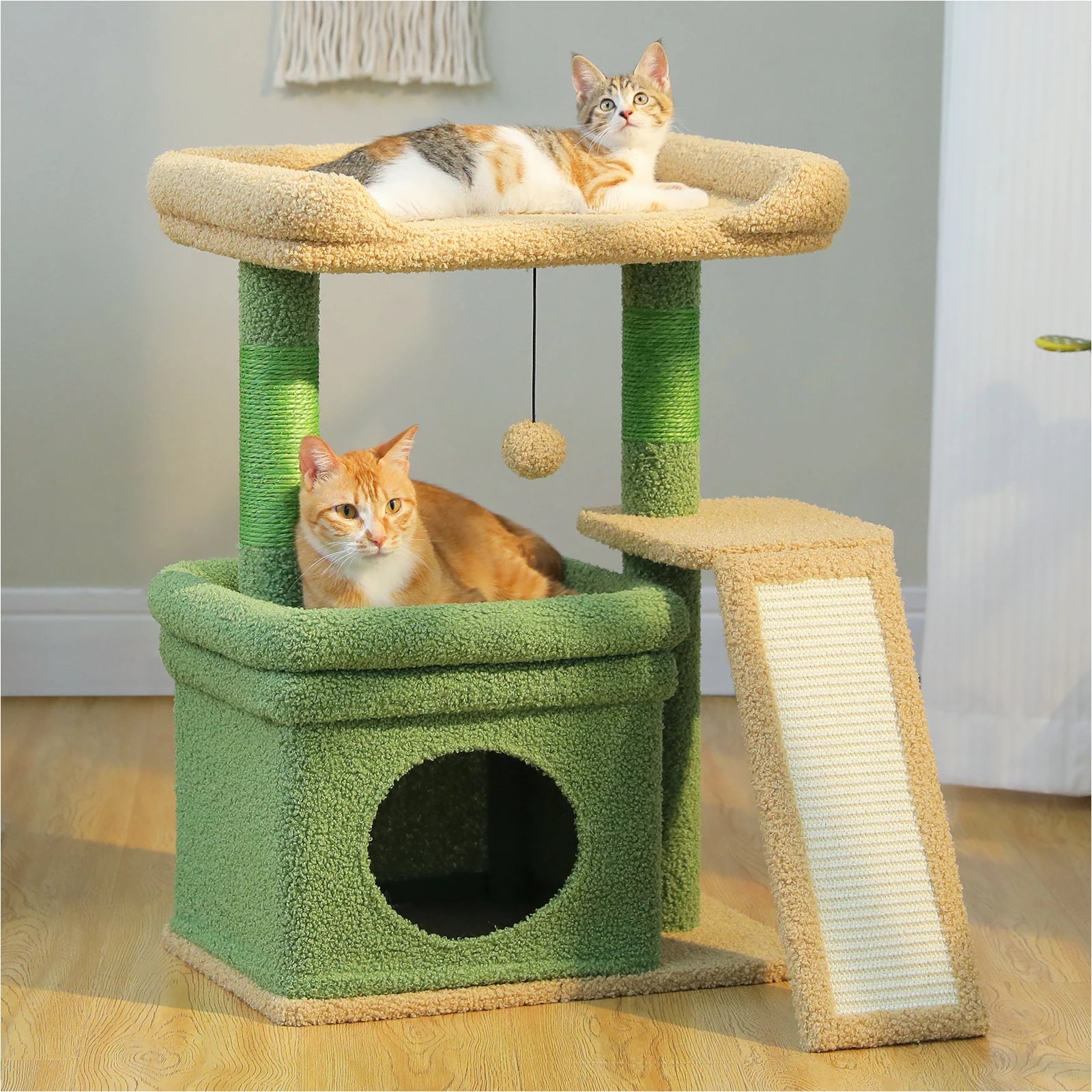 Small Cat Tree – Indoor Cat Tower with Condo, Sisal Scratcher & Toys