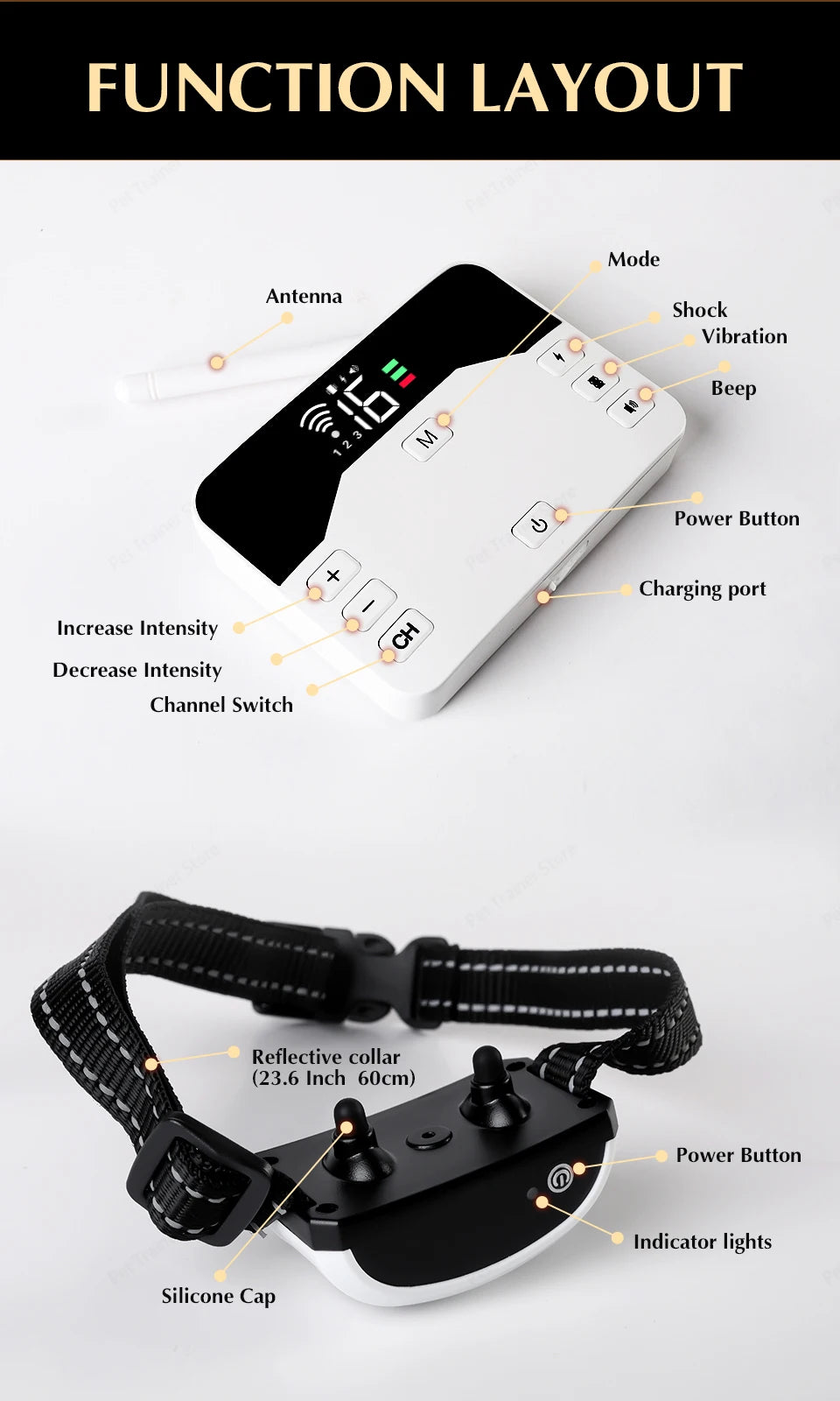 2-in-1 Wireless Dog Fence & Training Collar – Rechargeable Anti-Runaway System for Up to 3 Dogs