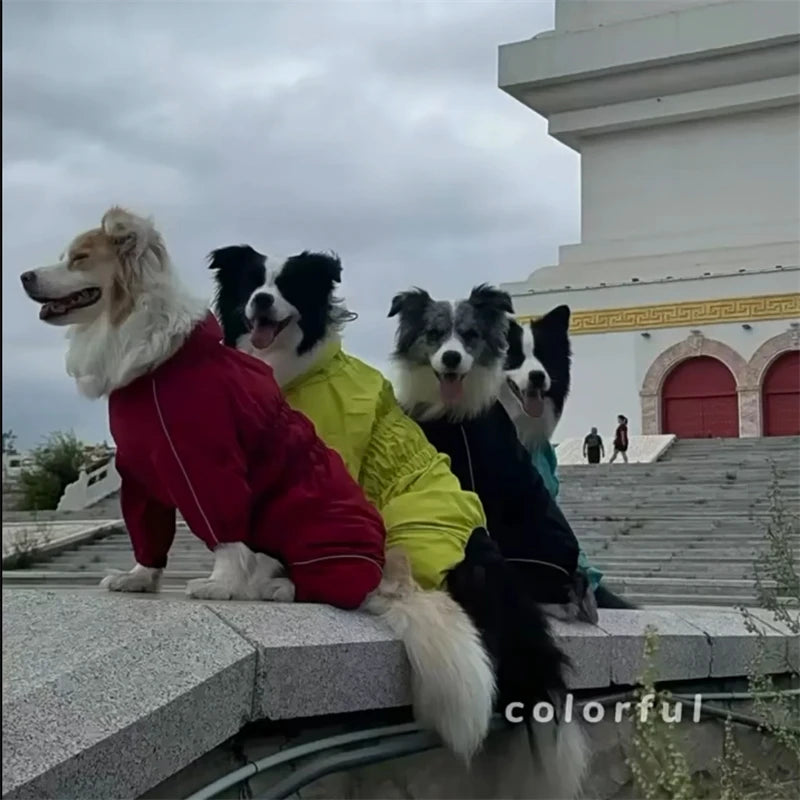 Waterproof Reflective Dog Raincoat – Red All-Weather Jacket for Large Dogs
