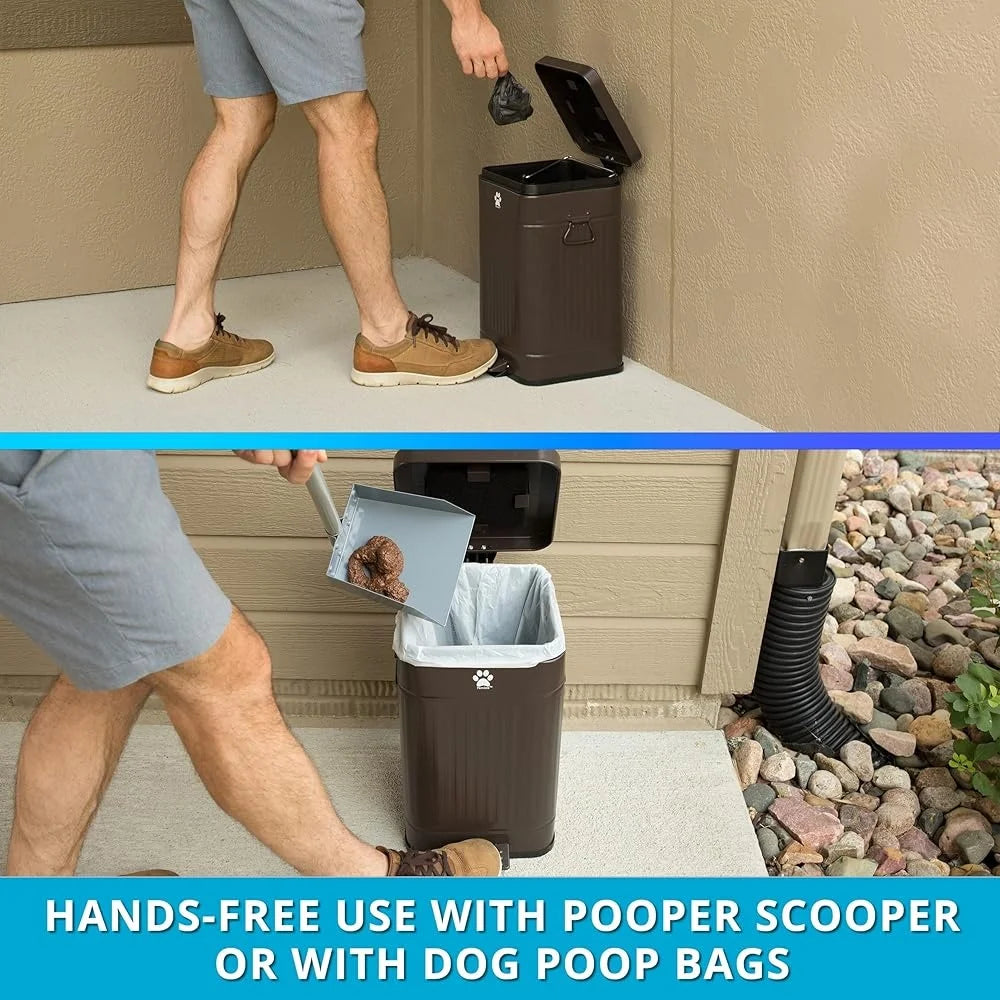 Outdoor Dog Waste Trash Can – 12L Odor-Proof Step-On Container with Lid | Rustproof, Weather-Resistant & Portable