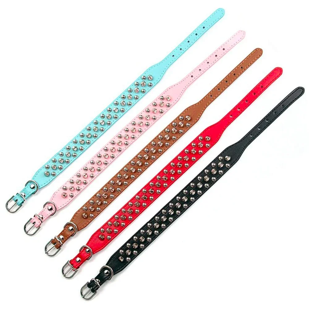 Adjustable PU Leather Spiked Dog Collar – Punk Style Rivet Neck Strap for Small Dogs & Cats
