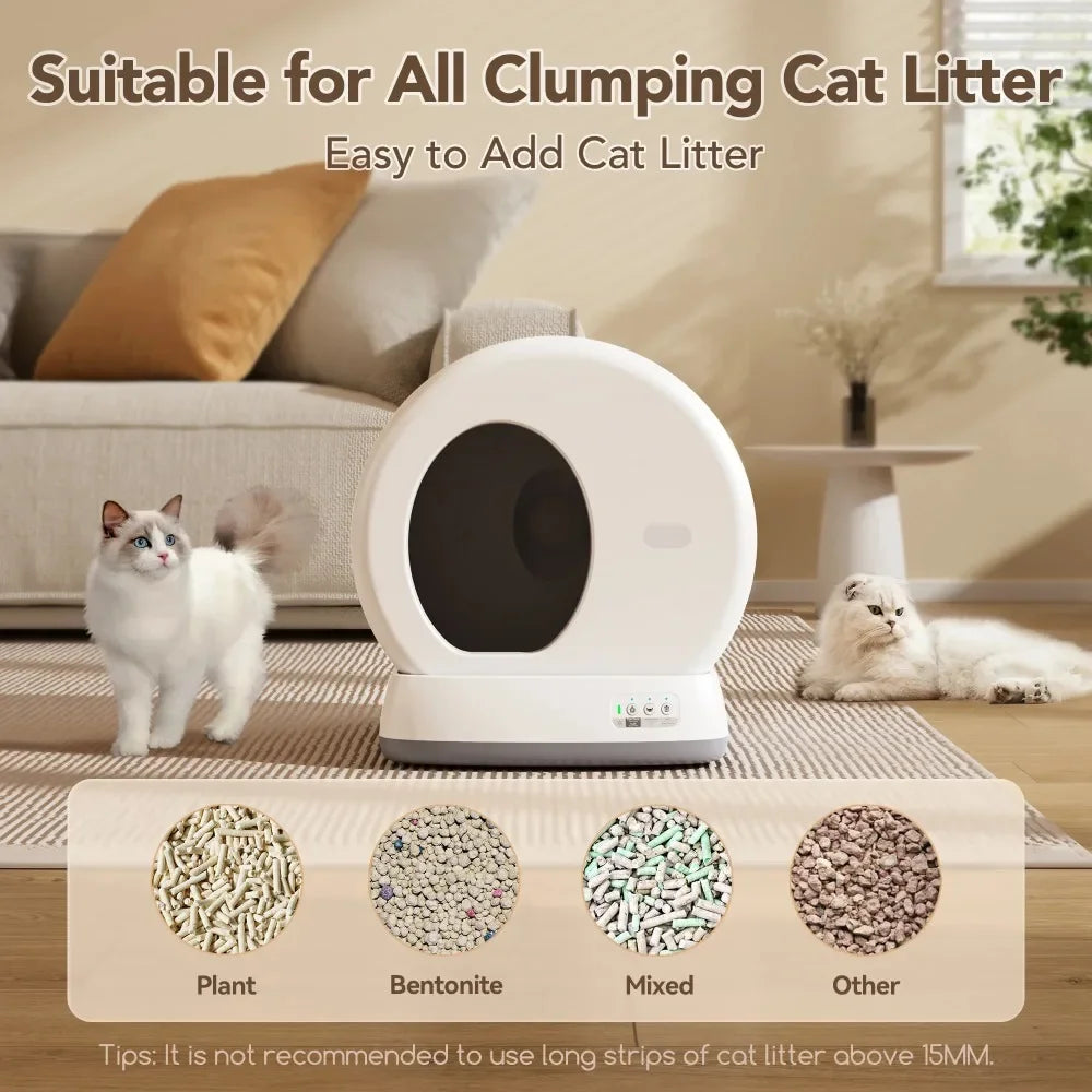 Modern Automatic Cat Litter Box – Self-Cleaning with App Control, Odor Isolation, Safety Sensors & Health Monitoring