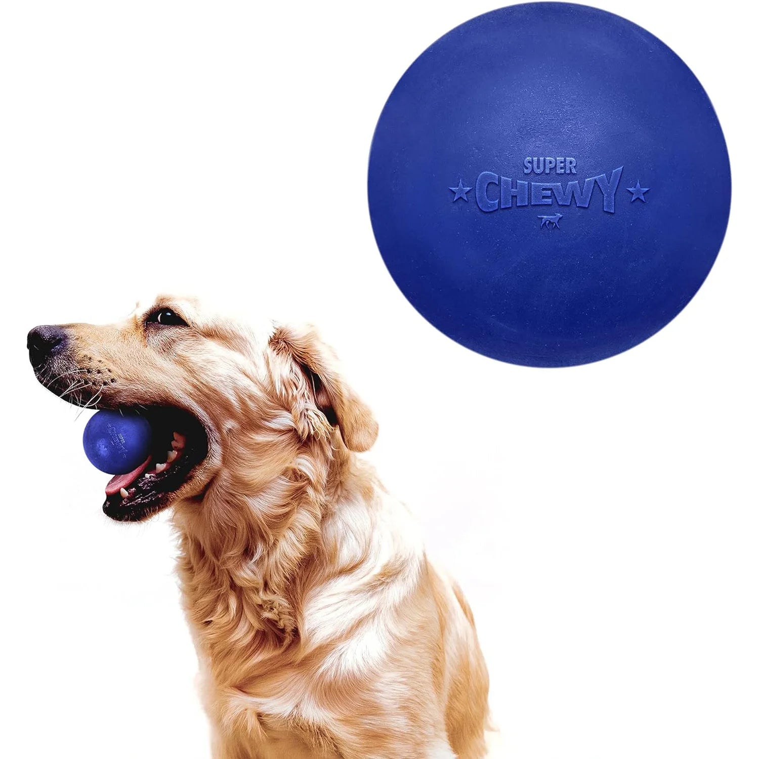 SuperChewy Tough Dog Ball Toy – Durable Natural Rubber Chew Toy for Aggressive Chewers | Large Breed Tested, Great for Fetch