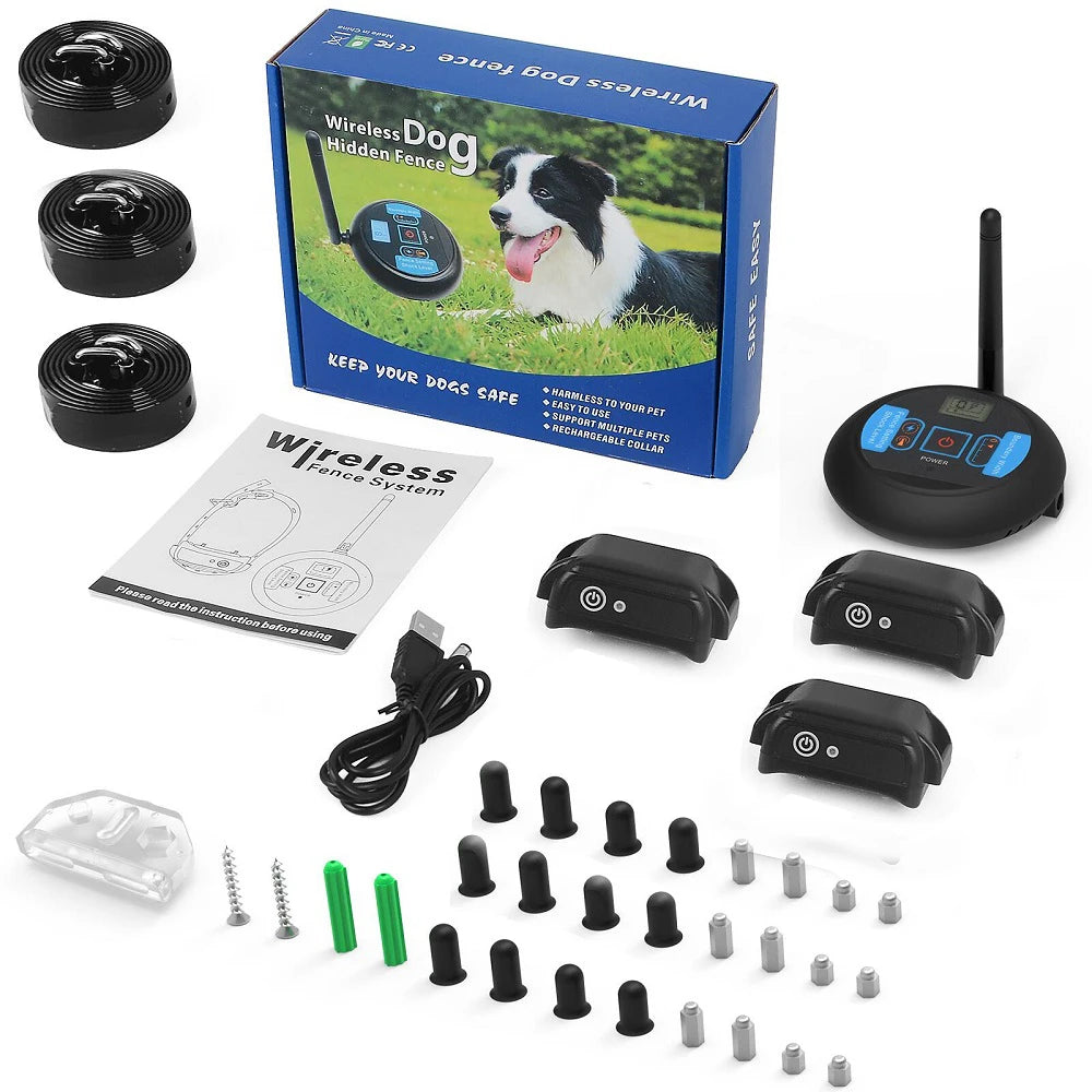 Wireless Dog Fence System – 200m Rechargeable Electric Collar with Beep & Shock Training Modes