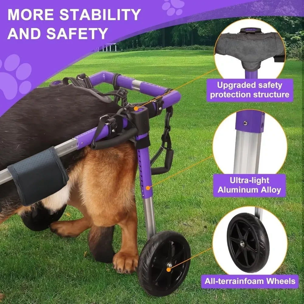 Dog Wheelchair for Back Legs – Lightweight Aluminum Frame with All-Terrain Wheels | Mobility Support for Large Dogs