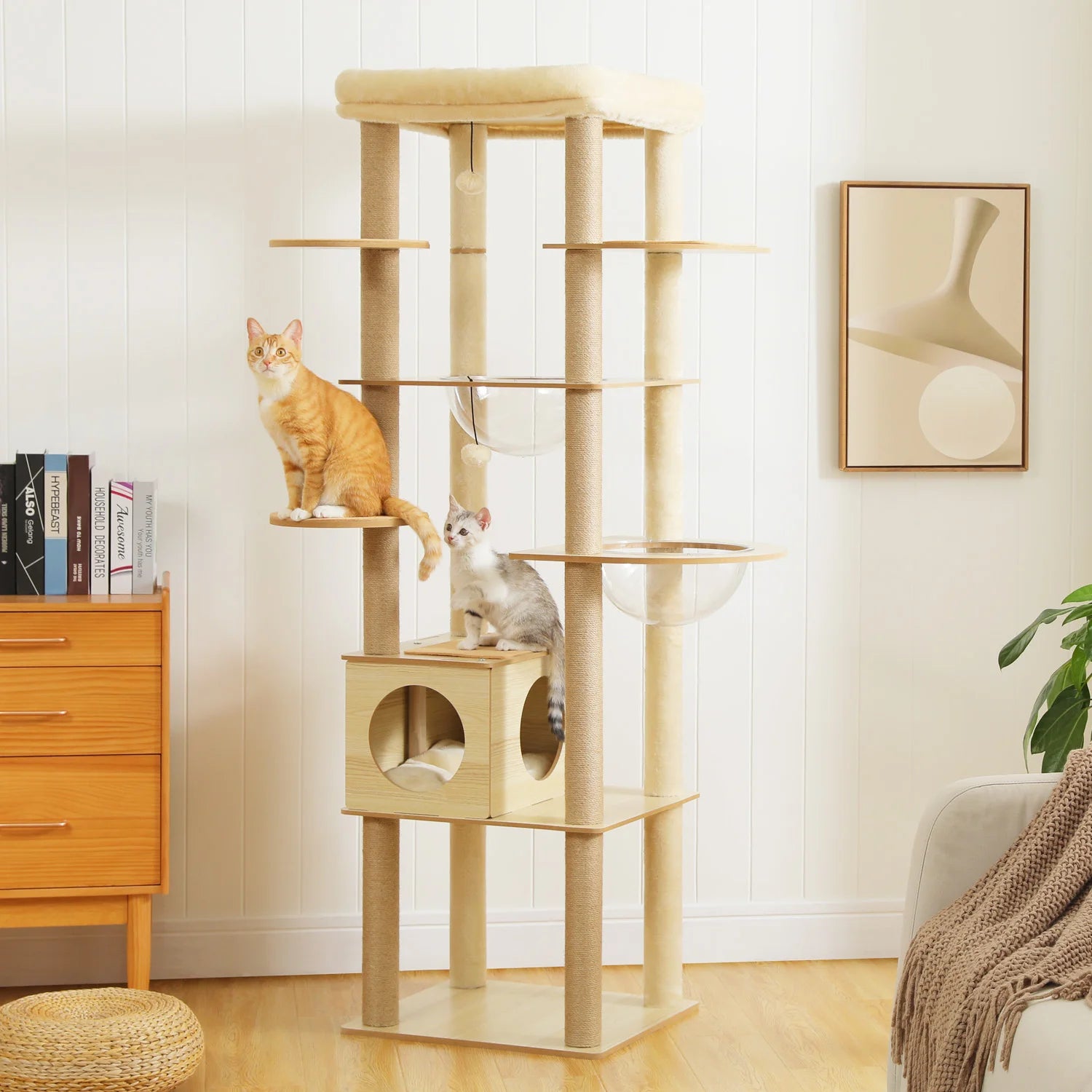 Multi-Level Cat Tree – Condo Tower with Hammock, Scratching Posts & Toys