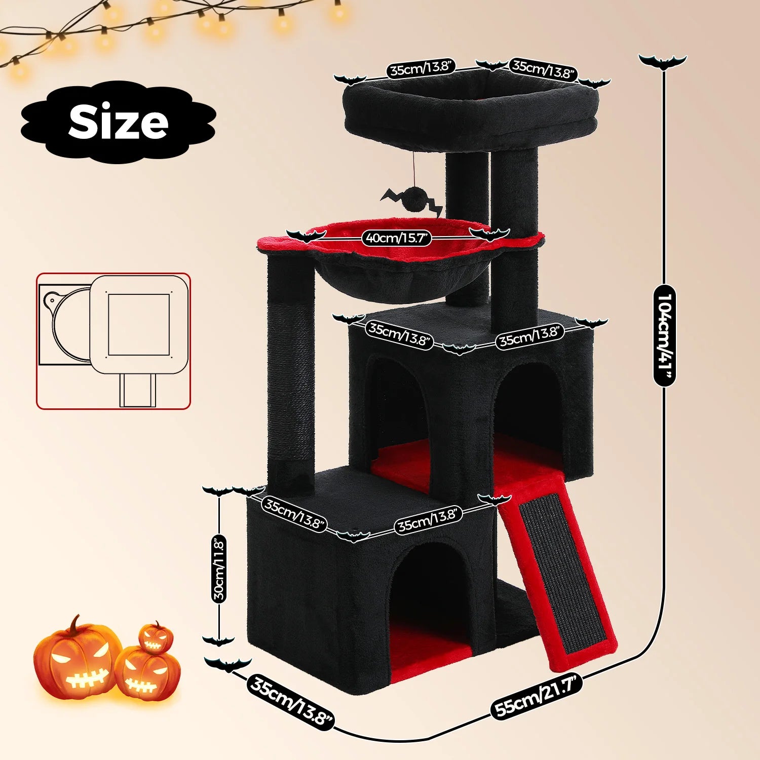 Large Multi-Level Cat Tree – Indoor Cat Tower with Condos, Scratching Pads & Toys