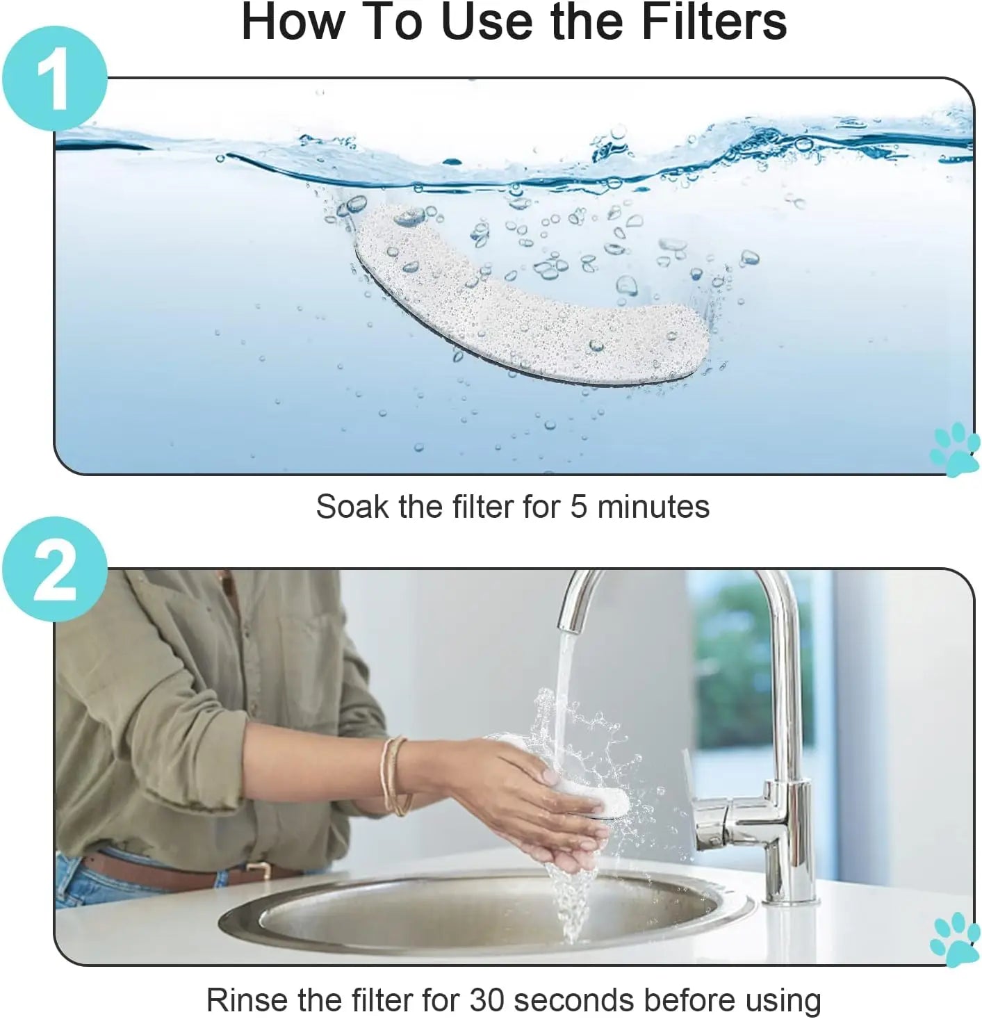 NPET DF10 Dog Water Fountain Replacement Filters – Multi-Layer Activated Carbon Filters