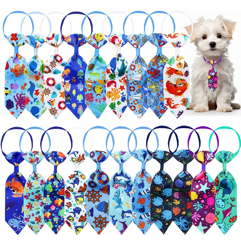 10PCS Beach Party Pet Bow Tie Set – Adjustable Neckties for Small Dogs & Cats | Puppy Grooming Accessories (Bulk Pack)