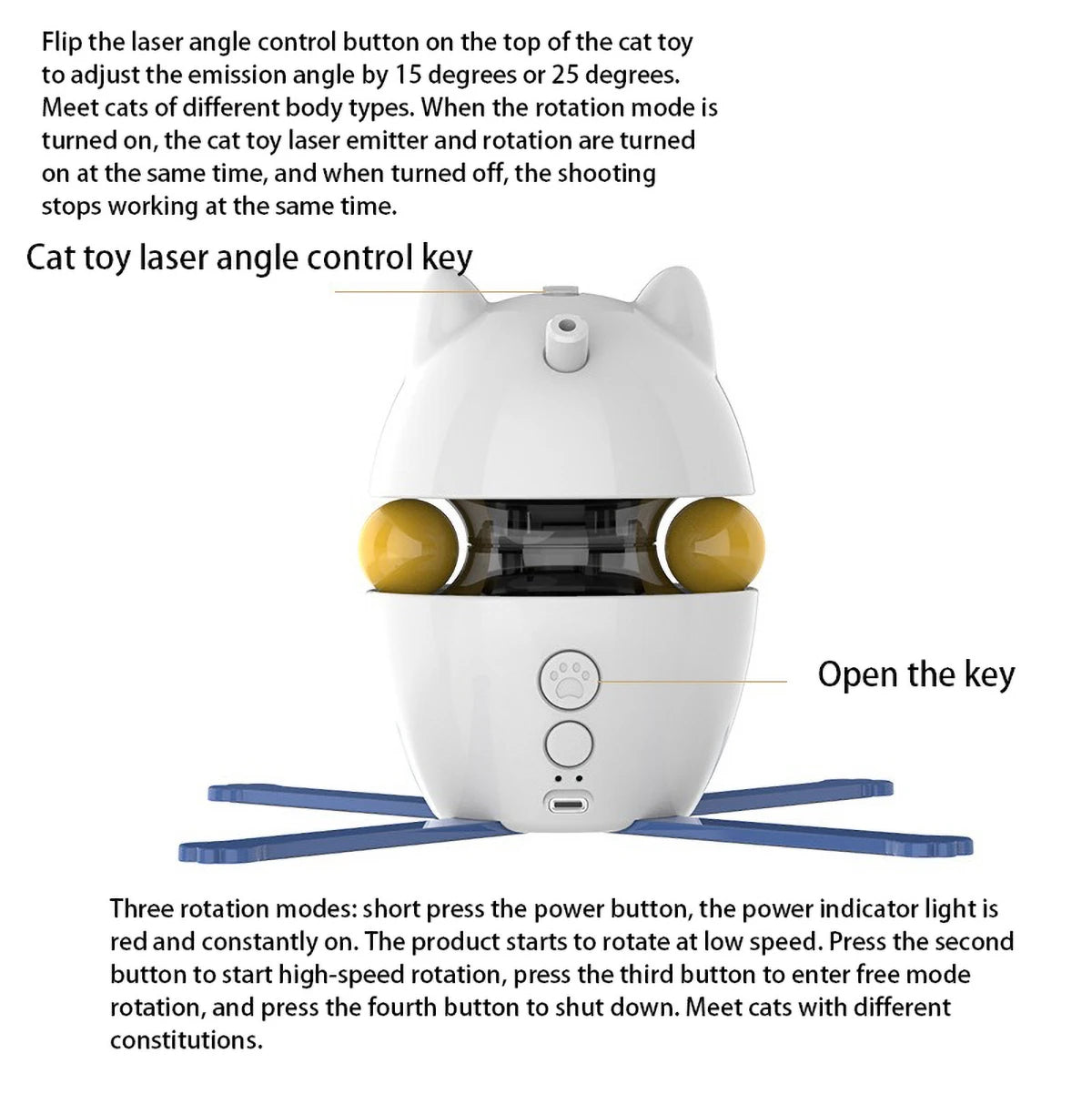 Interactive Cat Laser Toy – Rechargeable with Feathers & Adjustable Angle
