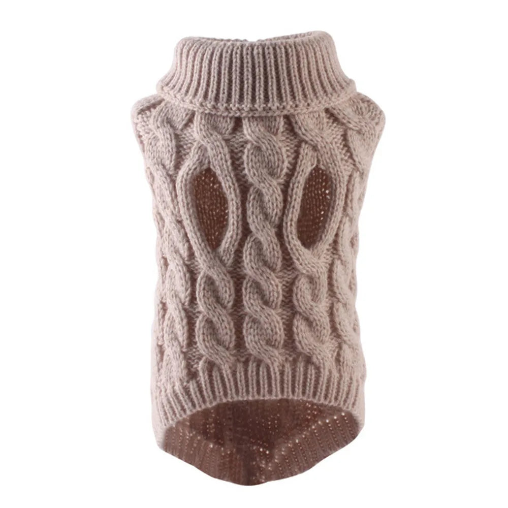 Shortened Title  Knitted Dog Sweater – Autumn/Winter Solid Twist Pattern Warm Pet Clothing