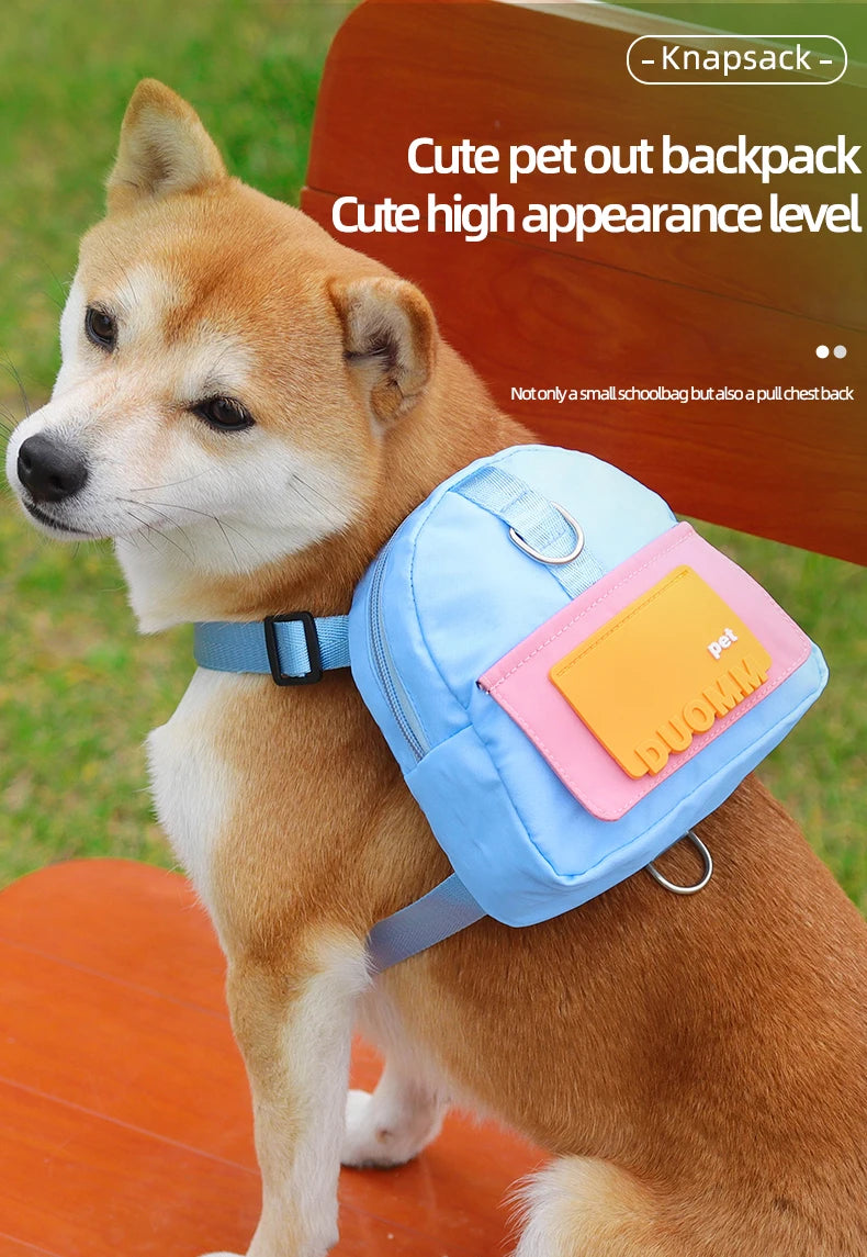 Dog Leash Backpack – Outdoor Travel Self-Leash Bag for Dogs