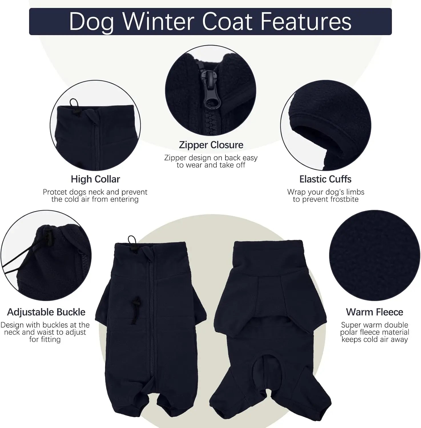 ATUBAN Dog Winter Coat – Soft Fleece Warm Pullover Jacket for Cold Weather