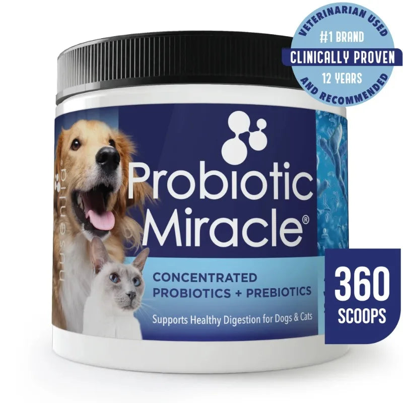 Probiotic Miracle – 360 Servings Probiotics for Dogs & Cats | Digestive, Gut & Immune Support with Prebiotics