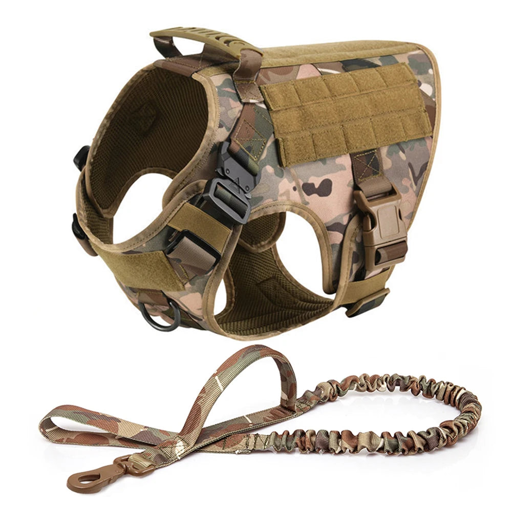 Tactical Dog Harness & Leash Set – Military Training Vest for Large Dogs