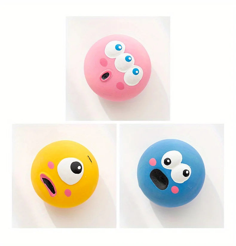 Eyeball Squeaky Dog Toy – 1pc/3pcs Set Durable Latex Chew Toy for Interactive Training & Fun