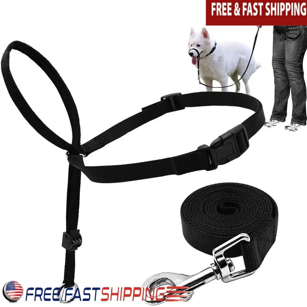 Adjustable Dog Head Collar – Gentle Head Halter for Pull Control with Leash & Training Guide
