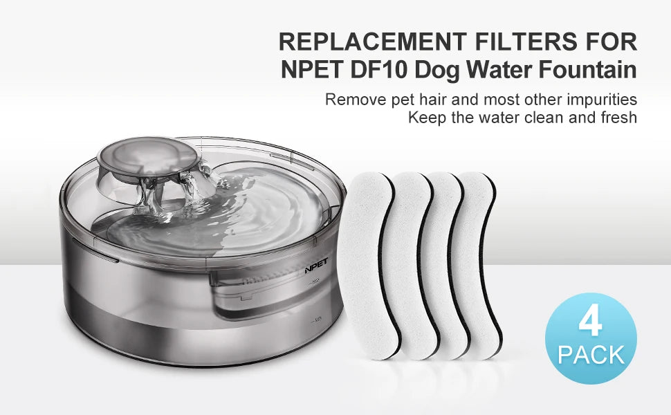 NPET DF10 Dog Water Fountain Replacement Filters – Multi-Layer Activated Carbon Filters