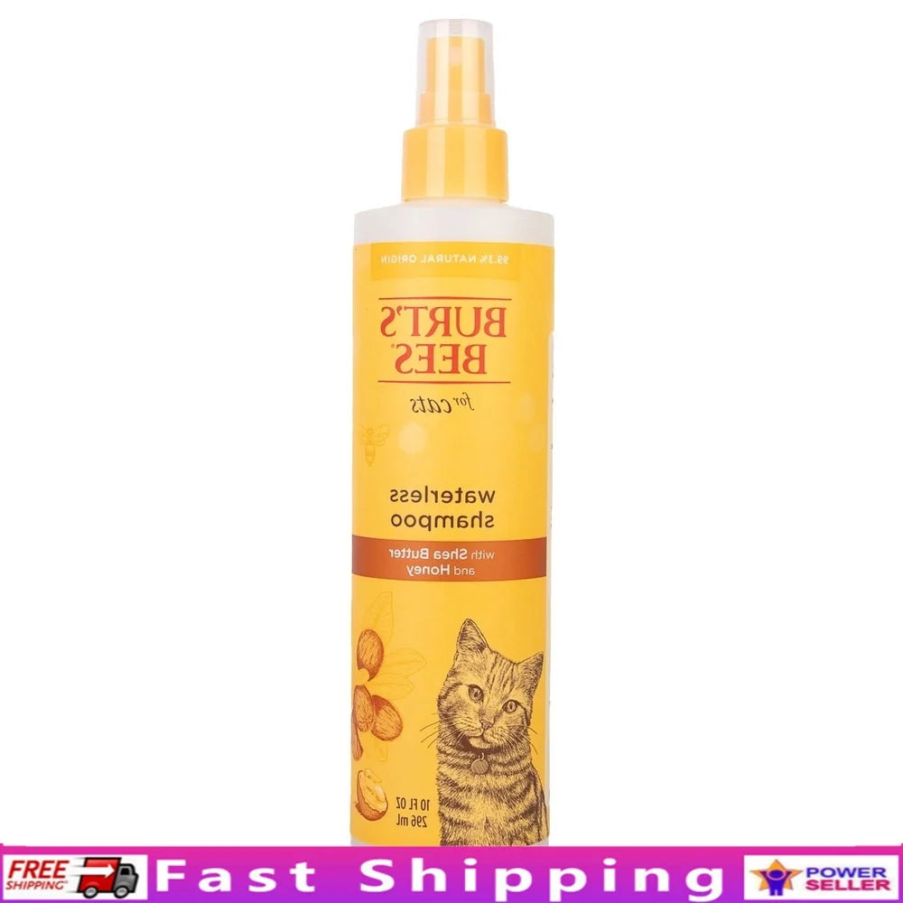 Natural Waterless Dry Shampoo for Cats & Kittens – Shea Butter & Honey Grooming Spray, pH Balanced Gentle Cleanser
