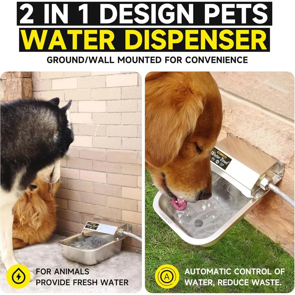 Automatic Water Dispenser for Dogs – 3L / 101 oz 304 Stainless Steel Pet Feeder | Auto-Fill Waterer for Pets & Livestock