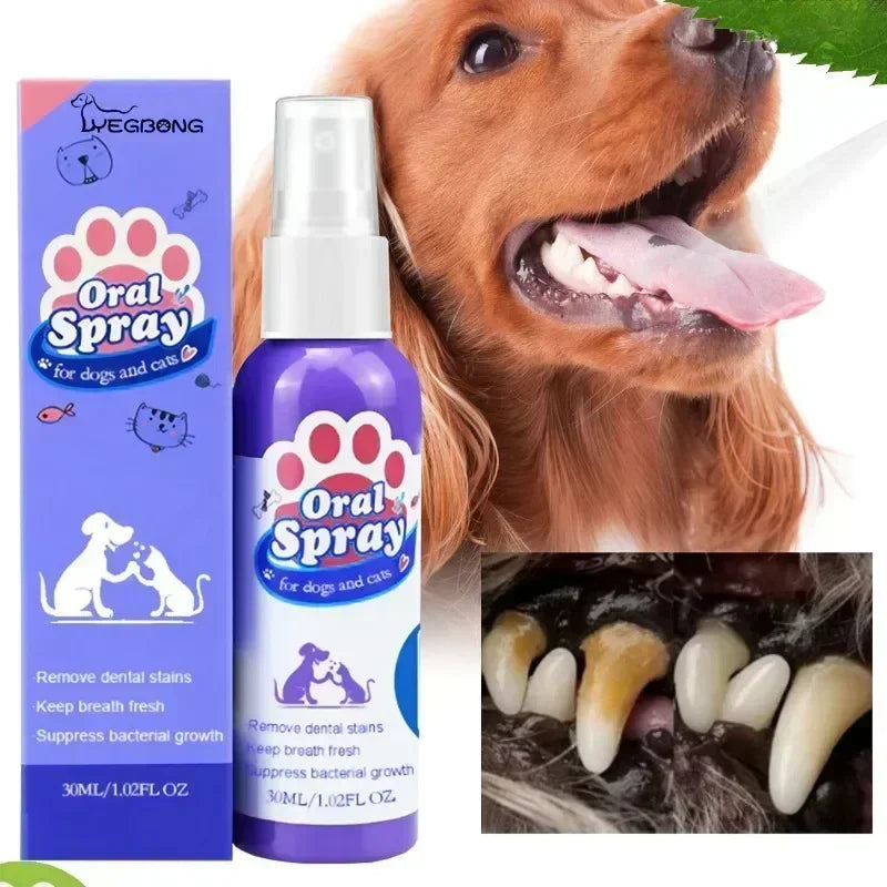 Pet Teeth Cleaning Spray – Oral Care for Cats & Dogs | Fresh Breath, Tooth Stain Removal & Whitening Formula