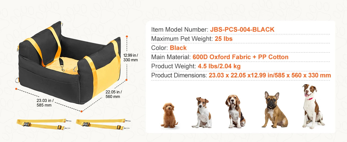 SucceBuy Dog Car Seat – Waterproof Booster Seat & Travel Bed for Medium & Large Dogs