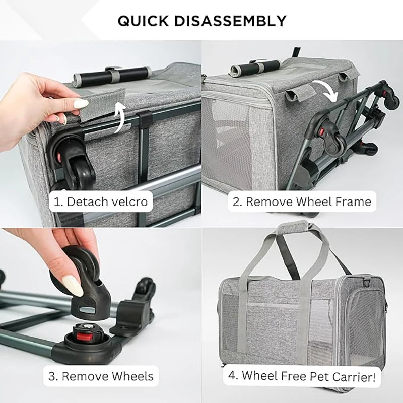 Rolling Pet Carrier – Airline Approved Travel Bag with Wheels for Dogs & Cats