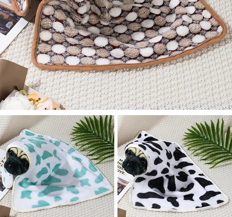 Coral Fleece Pet Sleeping Blanket – Soft, Fluffy & Warm Dog and Cat Blanket for Bed, Couch & Crate