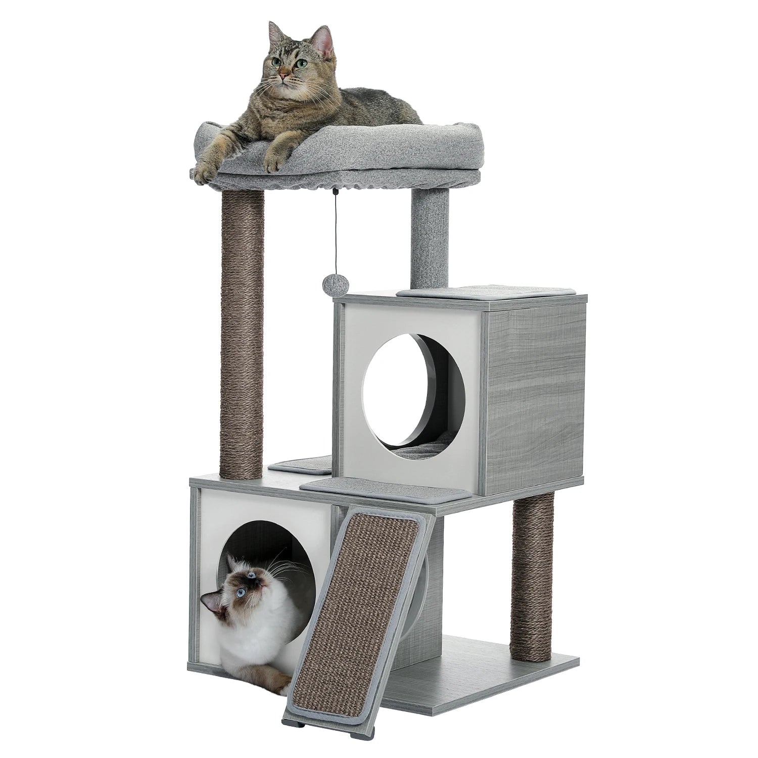 Cat Tree House – Double Condo Activity Center with Scratching Posts & Perch
