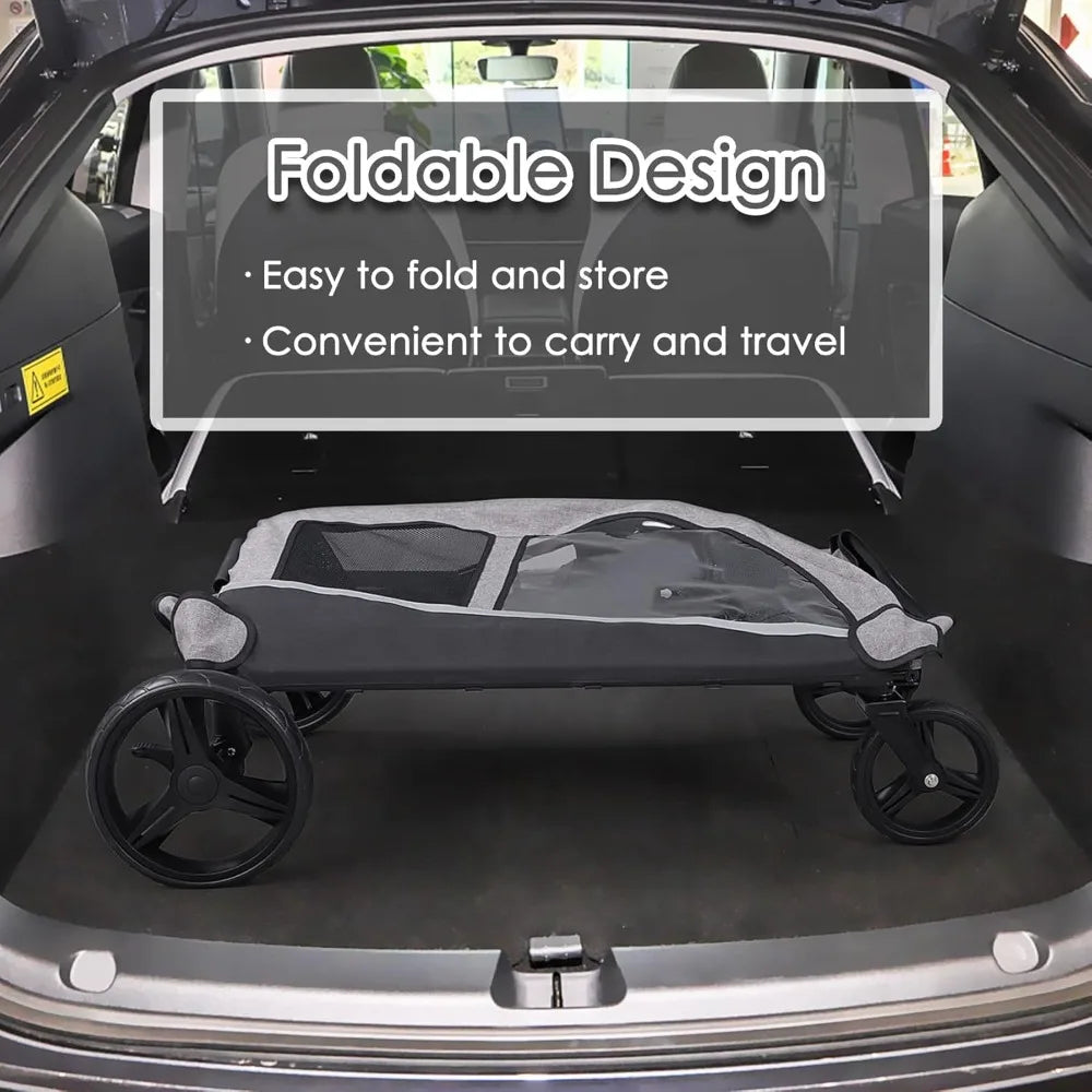 Extra Large Pet Stroller – Foldable Heavy-Duty Stroller for Medium & Large Dogs (160 lbs Capacity)
