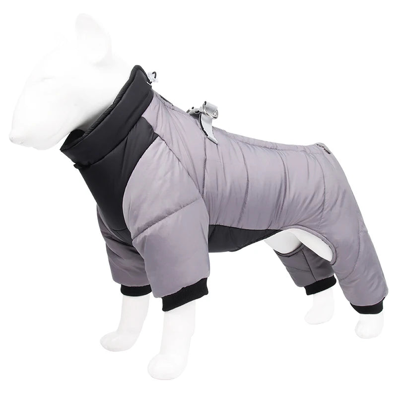 Four-Leg Dog Winter Coat – Waterproof Reflective Puffer for Small & Medium Dogs