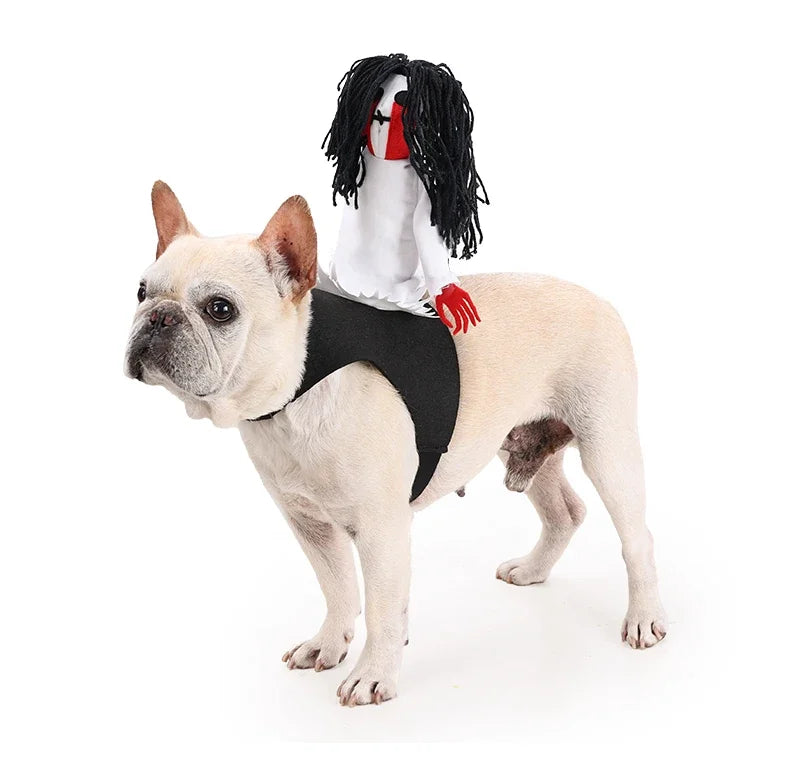 Funny Horse Rider Dog Costume – Halloween Pet Cosplay Outfit for Dogs & Cats
