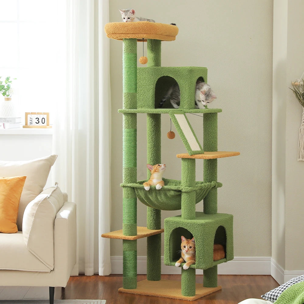180cm Large Cat Tree Tower – Multi-Level Cat Condo with Hammock, Spacious Perch & Sisal Scratching Posts