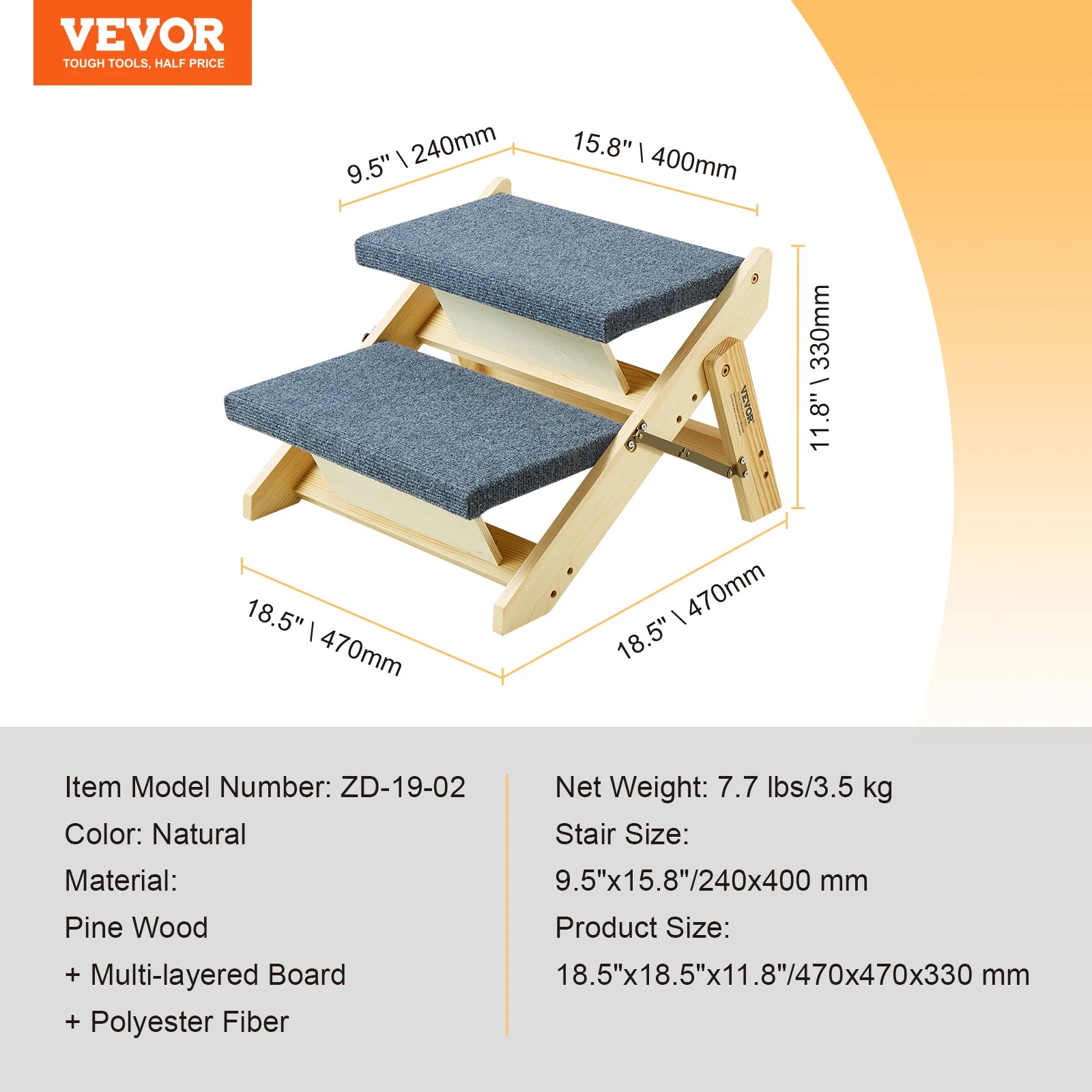 SucceBuy Wooden Pet Steps & Ramp Combo – 2-in-1 Foldable Design for Small to Large Pets